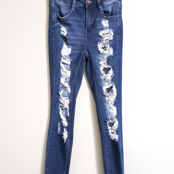 Rue21 Blue Skinny Distressed Jeans - Picture 4 of 5